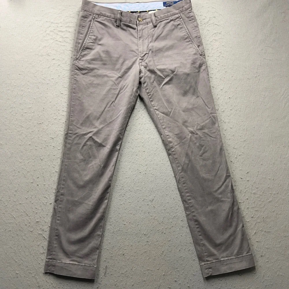 Polo Ralph Lauren Mens Stretch Slim Fit Chino Pants Grey 31x30 Cotton Blend 2242